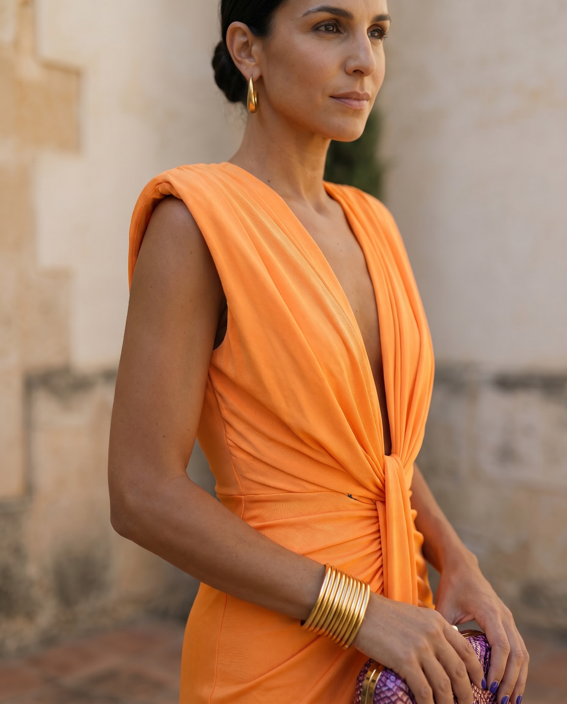 Selena | Fiery Draped Dress