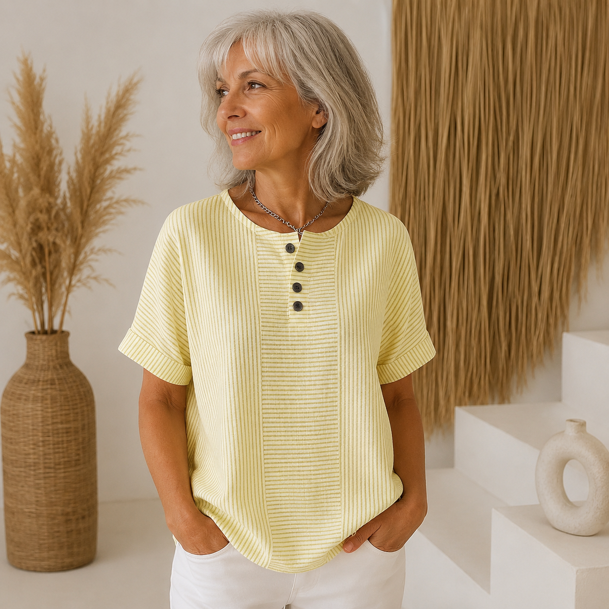 Elysia™ | Ribbed Henley Comfort Top