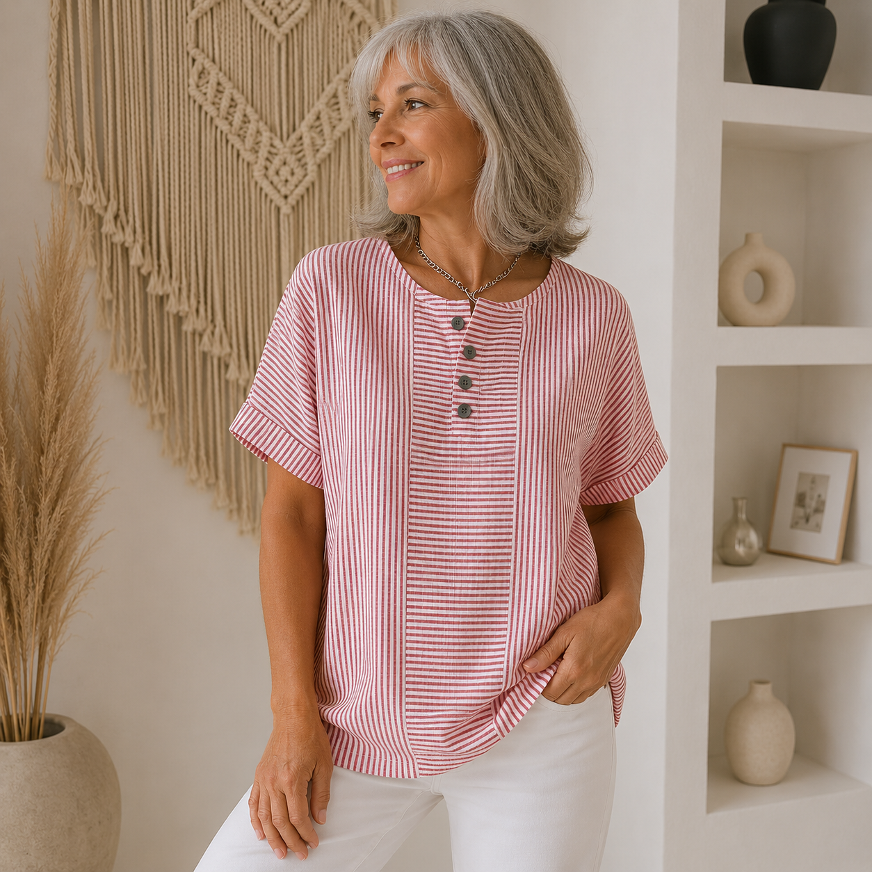 Elysia™ | Ribbed Henley Comfort Top