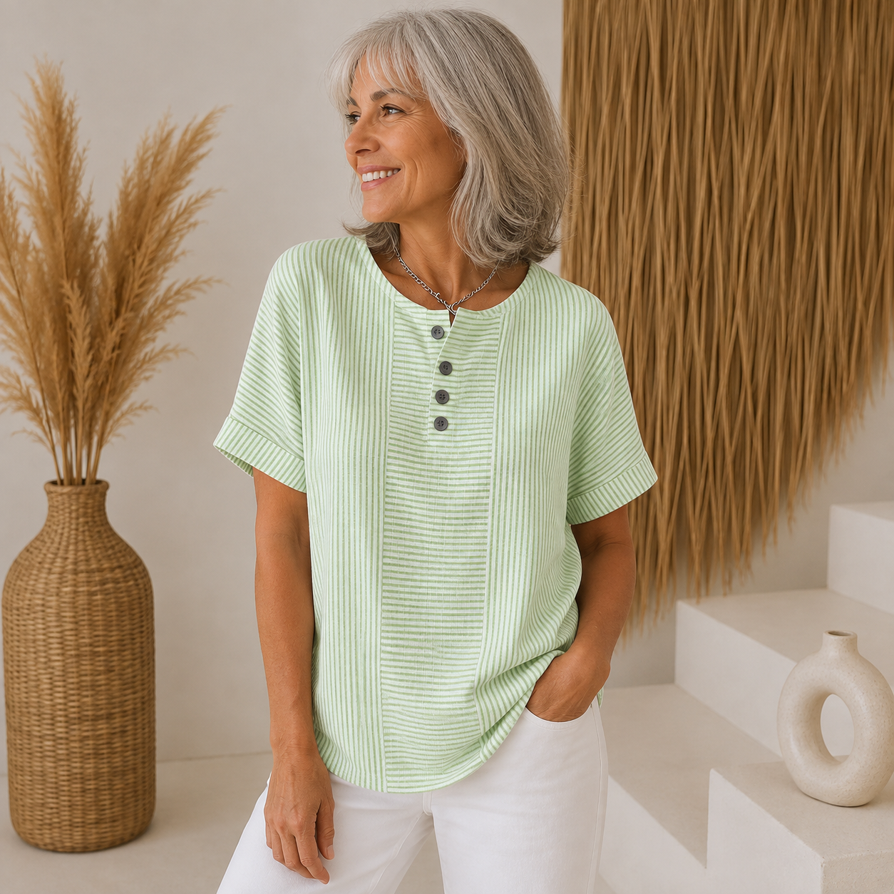 Elysia™ | Ribbed Henley Comfort Top