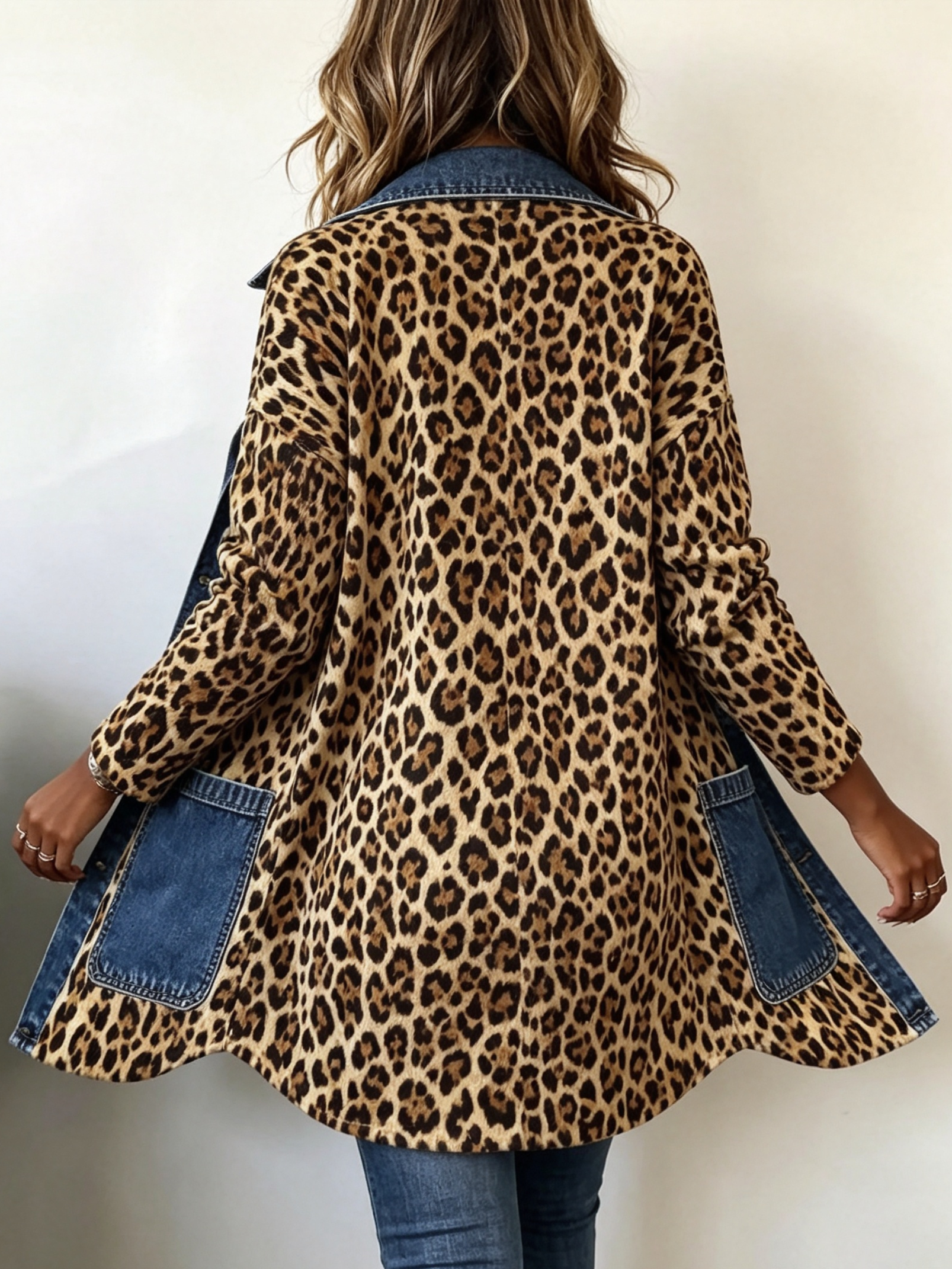 Lorena | Long Leopard Jacket with Denim