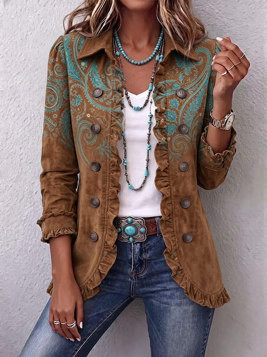 Avery | Cashmere Blazer with Ruffles