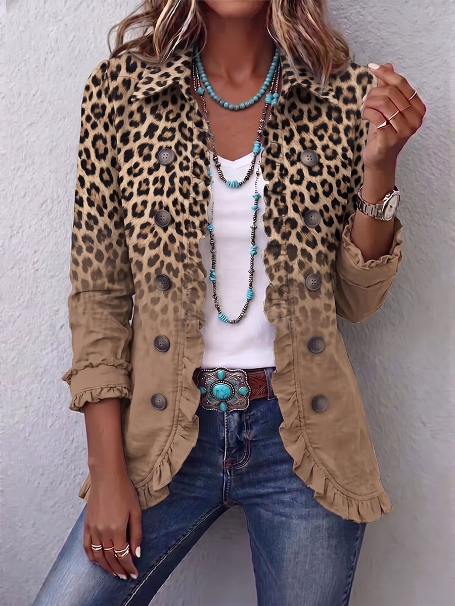 Angels | Leopard Gradation Jacket with Ruffles