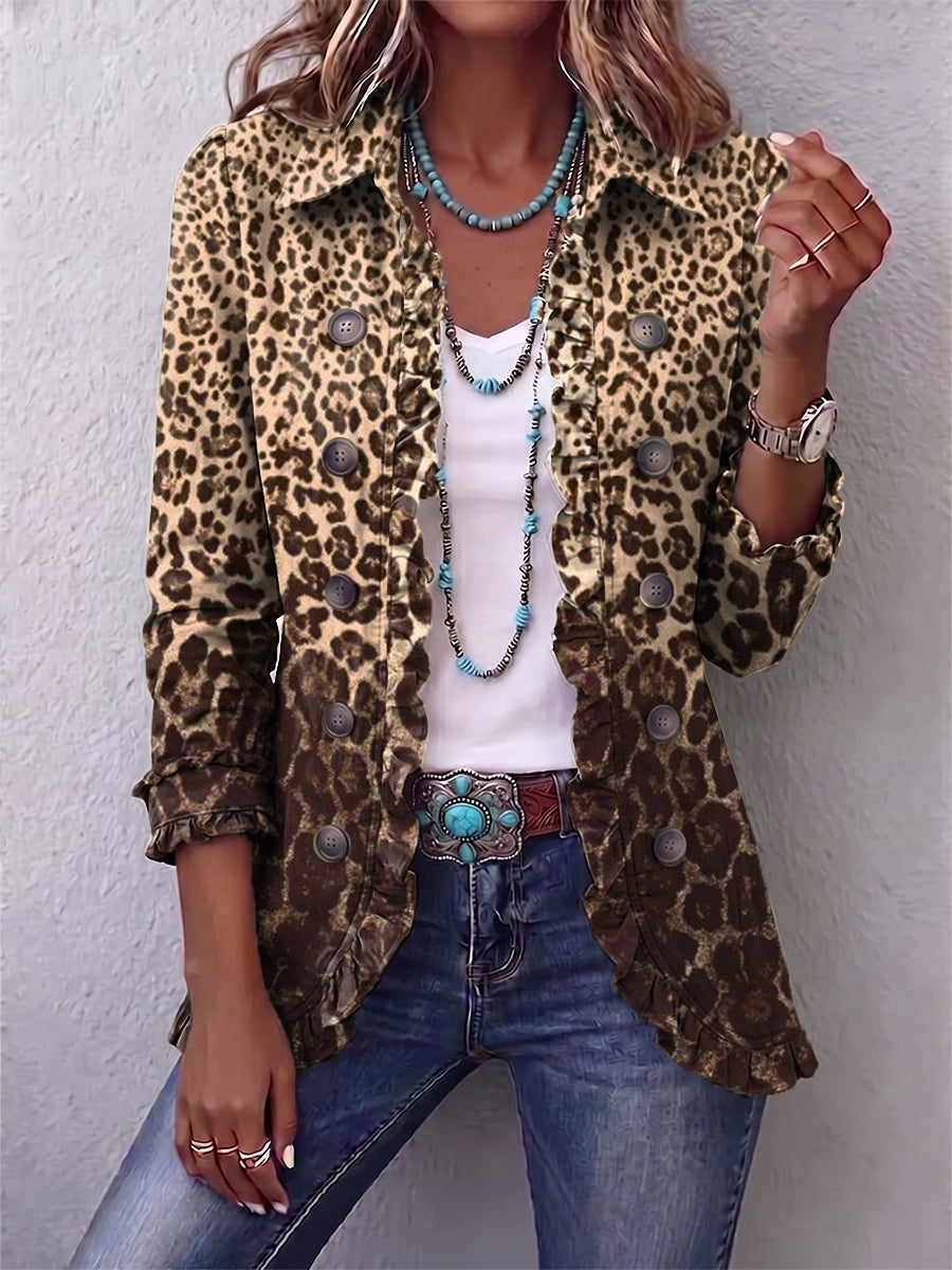 Nazaret | Leopard Jacket with Ruffles