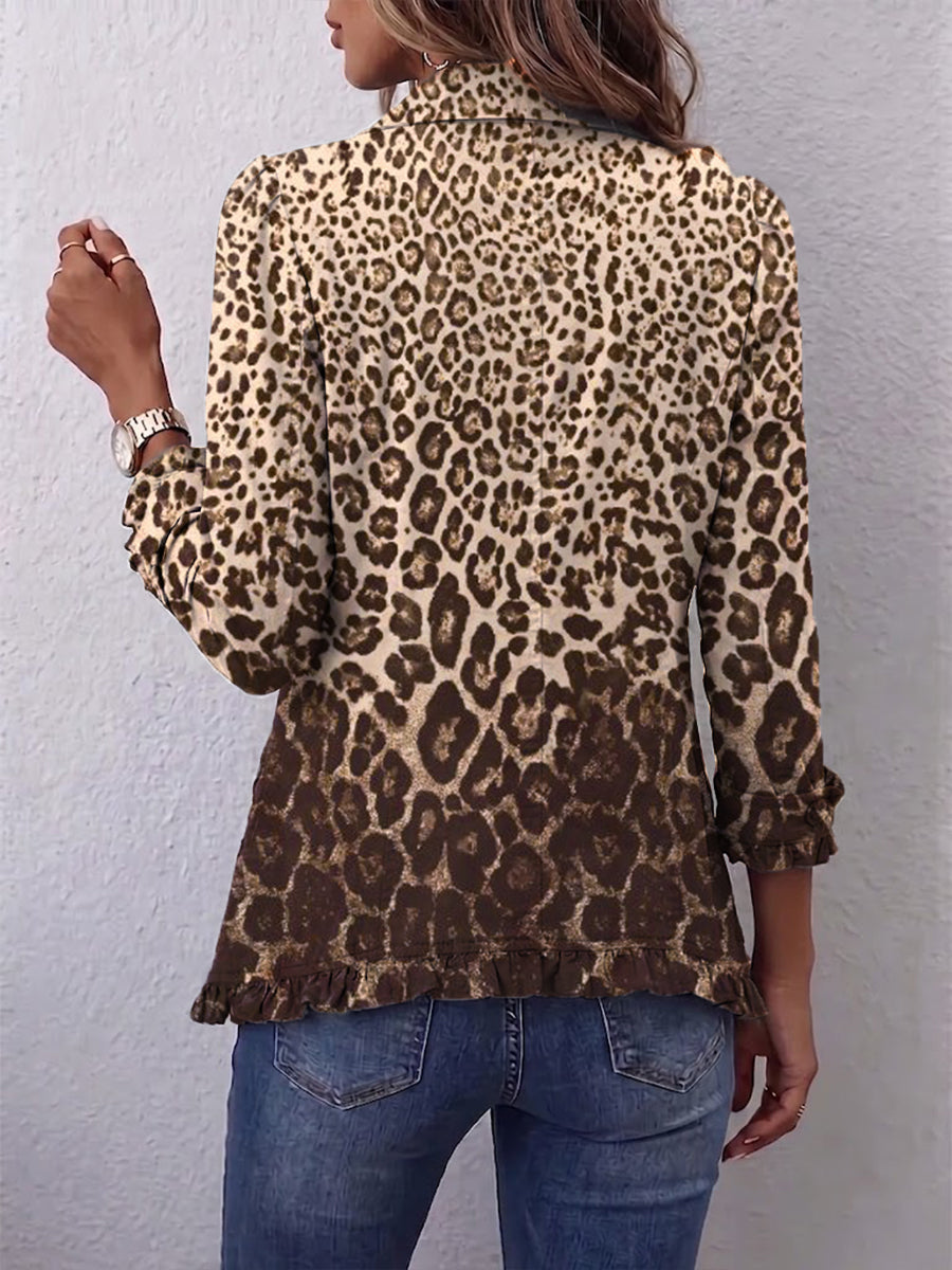 Nazaret | Leopard Jacket with Ruffles