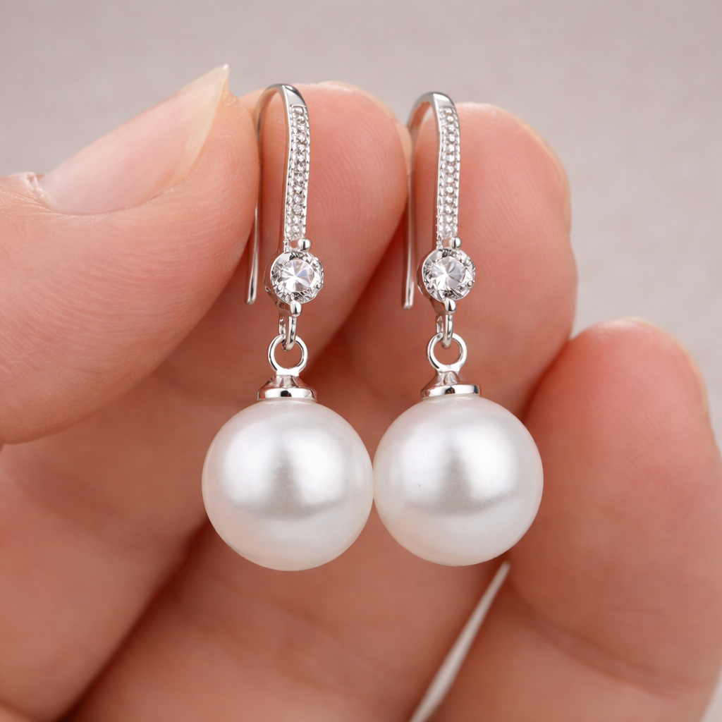Lustrous Zirconia Pearl Drop Earrings