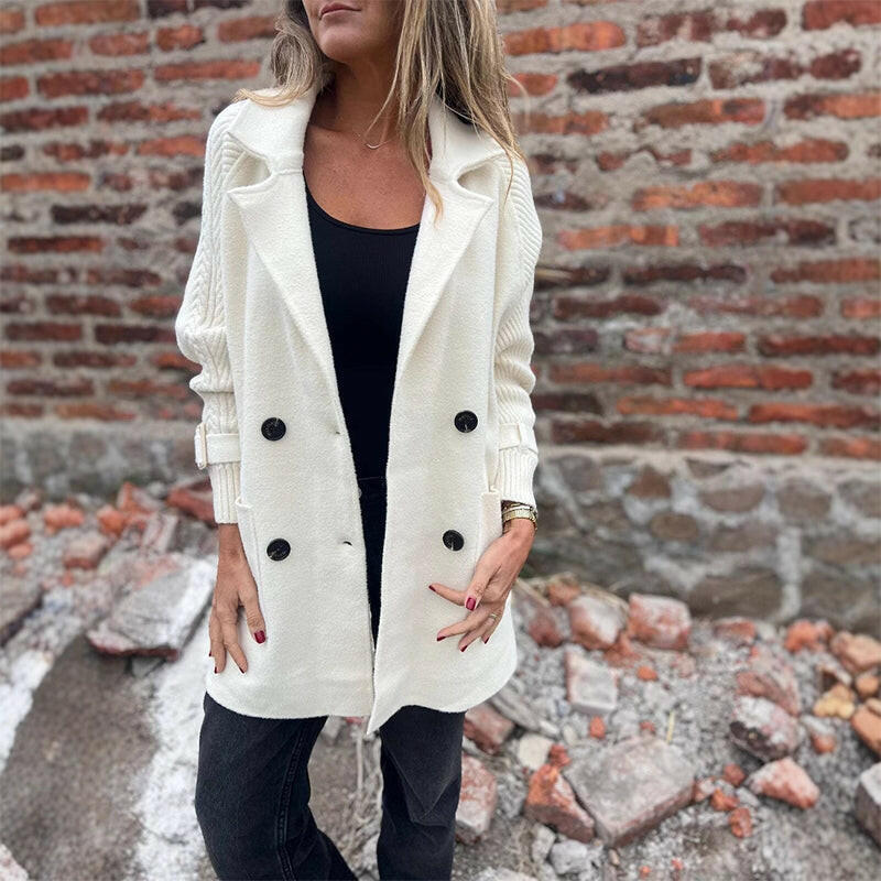 Isola | Knit Sleeve Double-Breasted Coat