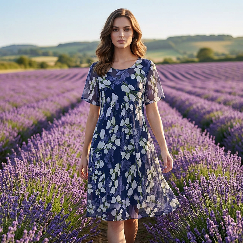Cathy™ | Floral Breeze Short Sleeve Dress