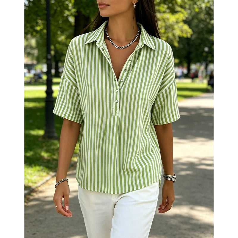 Noelia™ | Relaxed Striped Everyday Casual Blouse