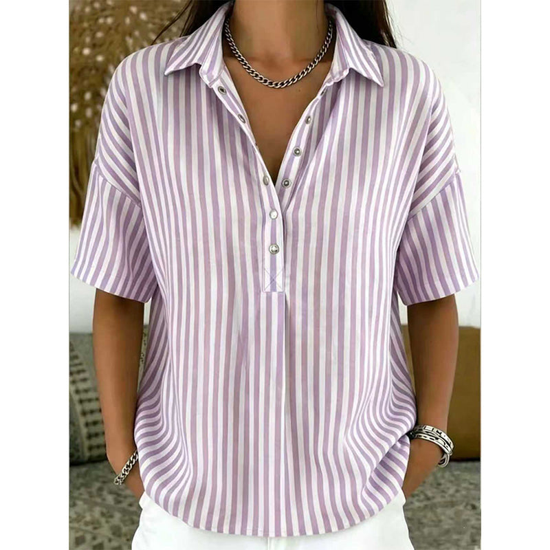 Noelia™ | Relaxed Striped Everyday Casual Blouse