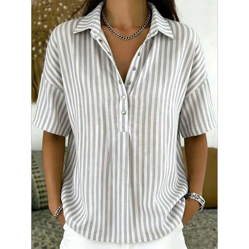 Noelia™ | Relaxed Striped Everyday Casual Blouse