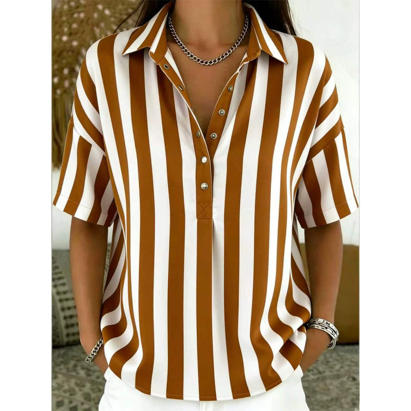 Noelia™ | Relaxed Striped Everyday Casual Blouse