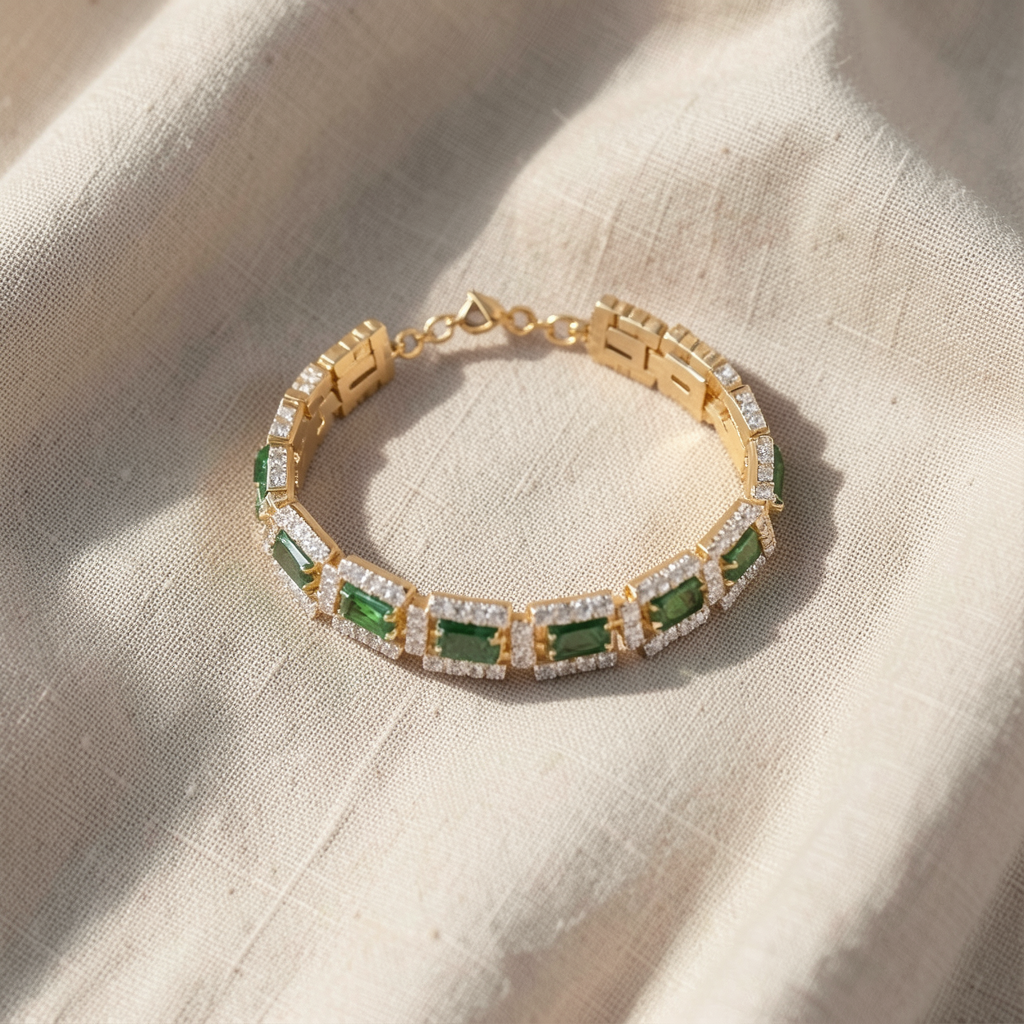 Emerald Green Statement Gold Bracelet