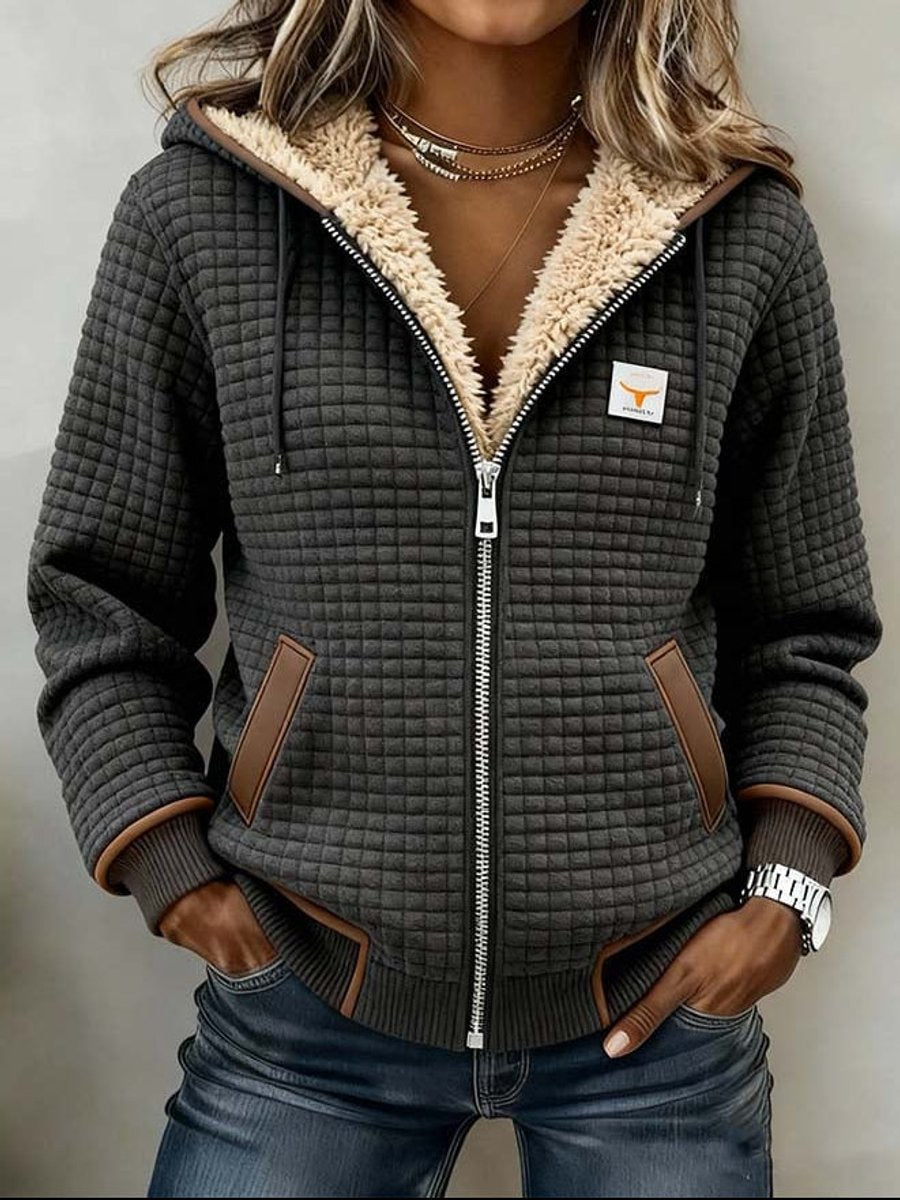 Sandra | Sherpa-Lined Quilted Zip-Up Hooded Jacket