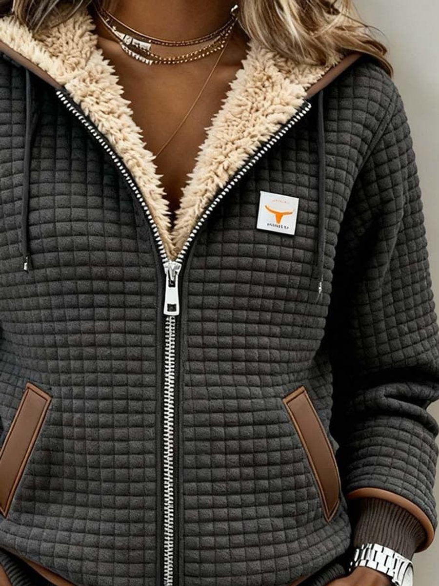 Sandra | Sherpa-Lined Quilted Zip-Up Hooded Jacket