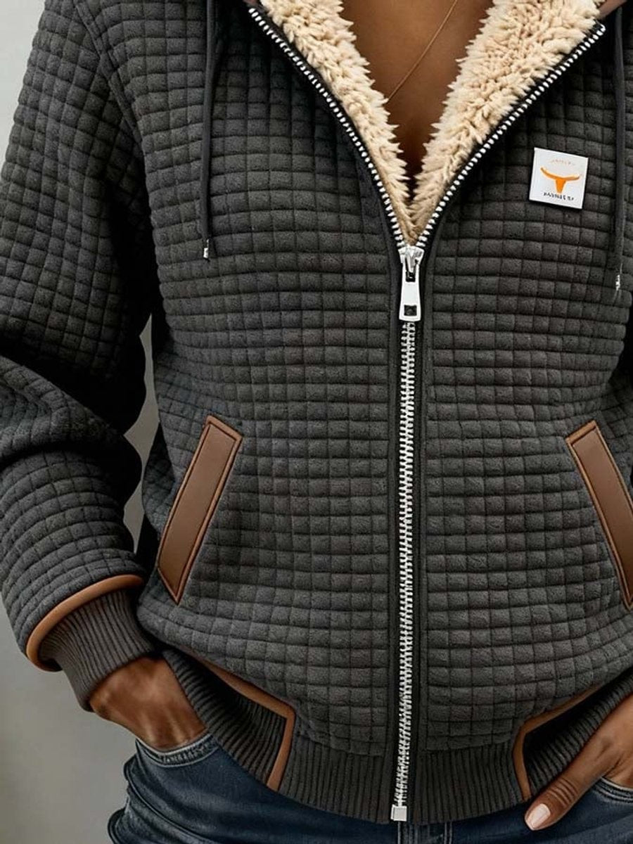 Sandra | Sherpa-Lined Quilted Zip-Up Hooded Jacket